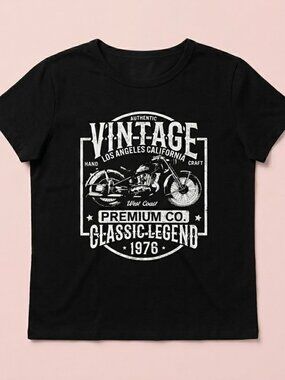 NWT Garage Vintage Motorcycle Black Boyfriend Tee